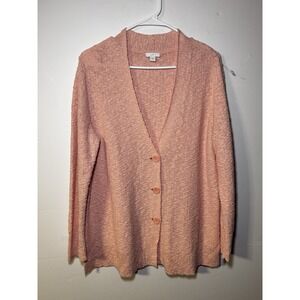 J. Jill Large Petite Cardigan Button Up Textured Cotton Blend Sweater Women's